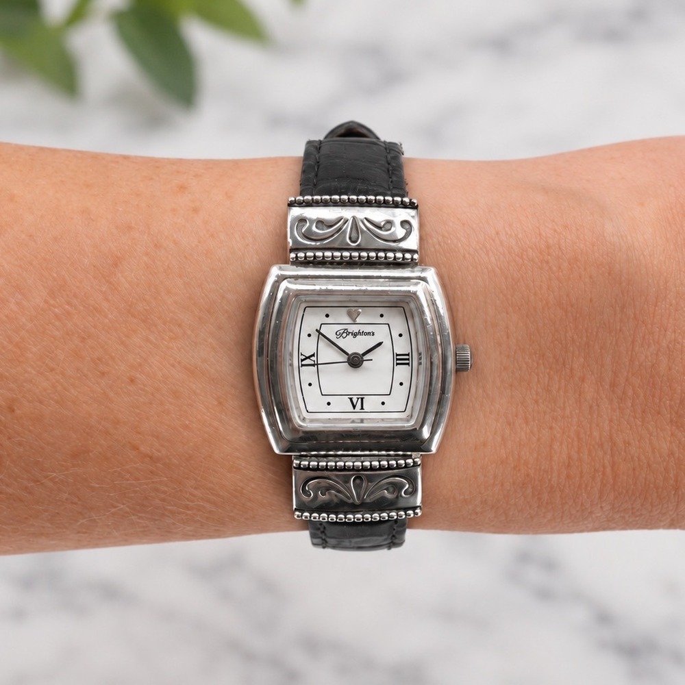 Vintage Brighton Waterford Women Watch Black Croc Leather Band New Battery